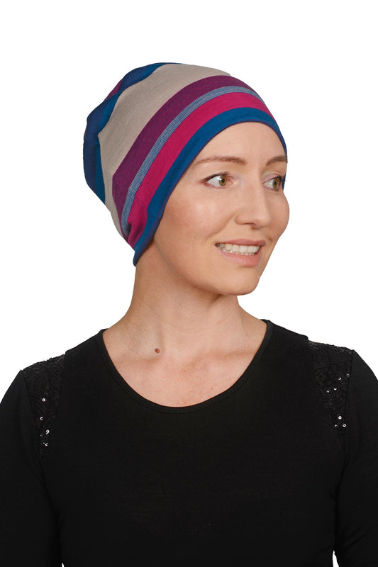 Amethyst Cancer Merino Nightcap - Pink - Kaus Hats1