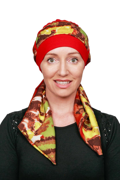 Autumn 1 Cancer Scarf Hat - Red - Kaus Hats