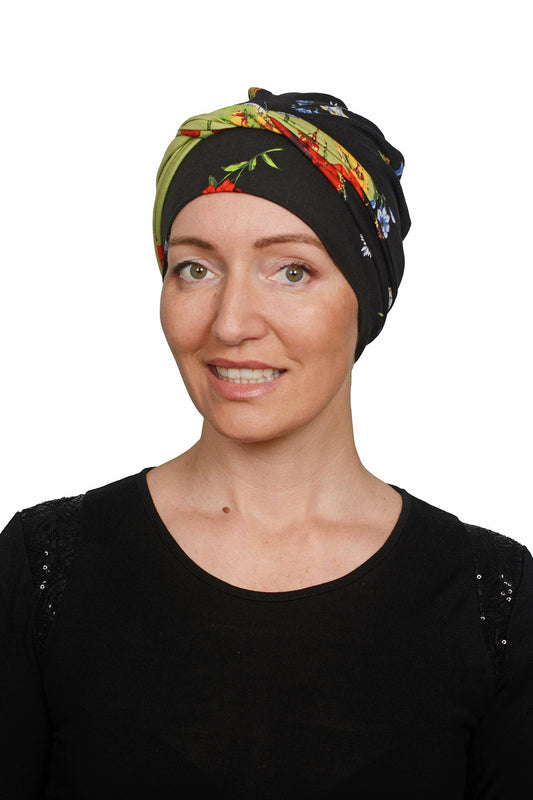 Azalea Cancer Wrap Hat - Floral - Kaus Hats1