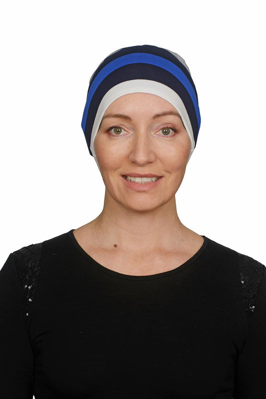 Azure Stripe Nightcap - Blue - Kaus Hats1