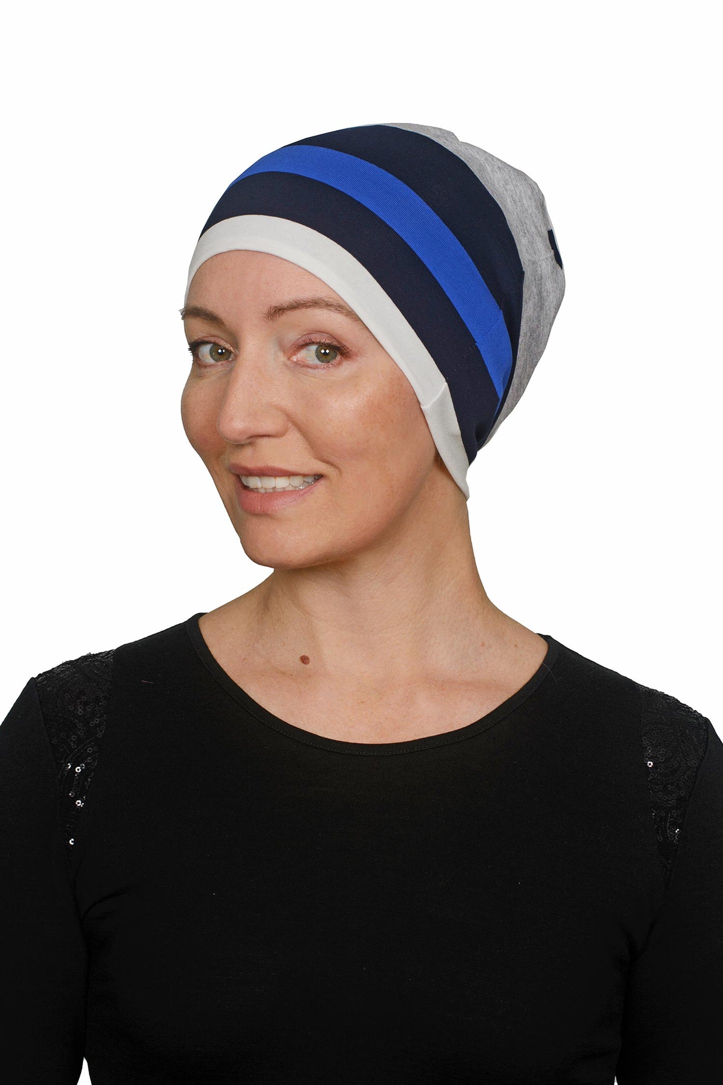 Azure Stripe Nightcap - Blue - Kaus Hats2