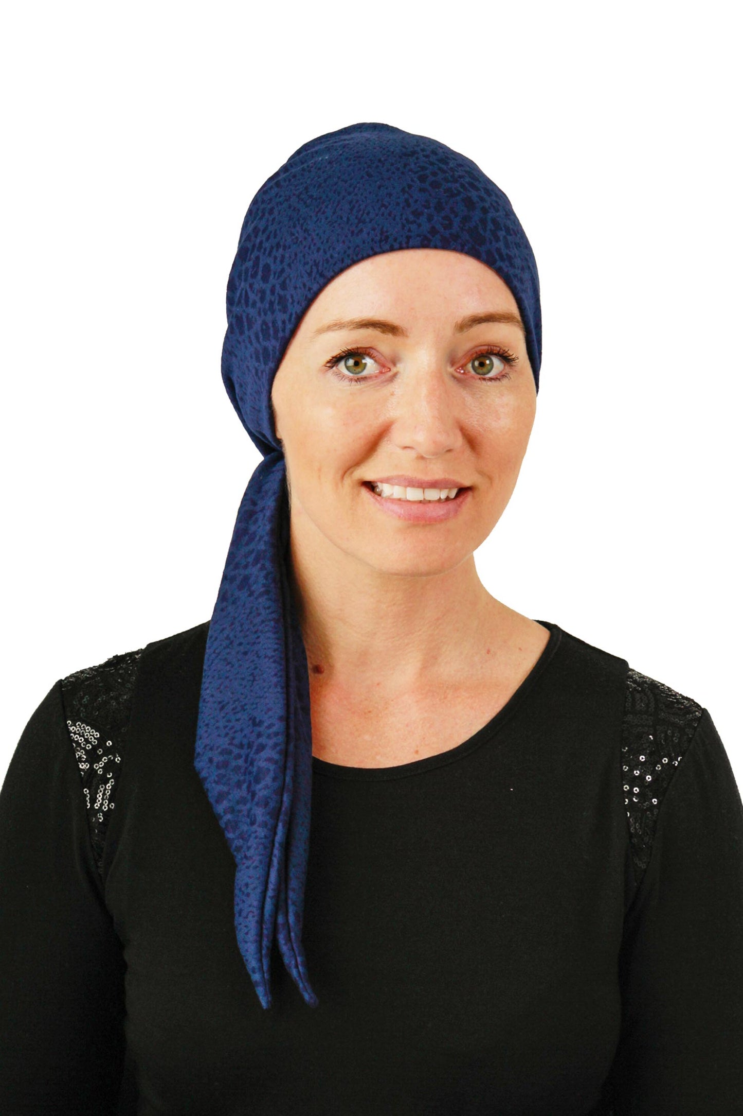 Bluebell Cancer Wrap n Tiwst Hat - Blue - Kaus Hats1