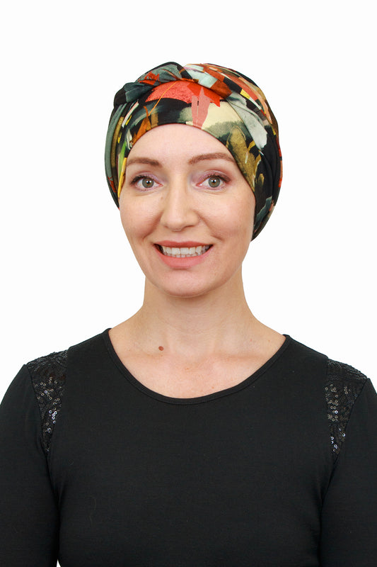 Drive Cancer Wrap n Twist Hat - Black - Kaus Hats1