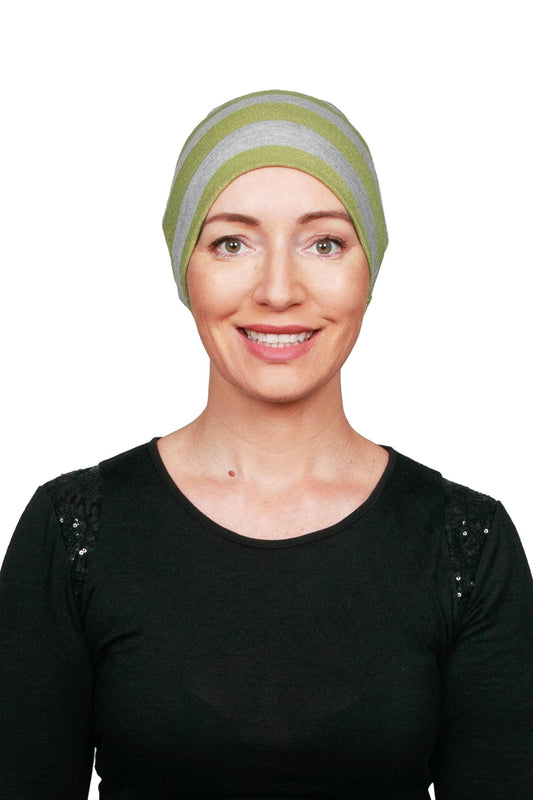 Lime Lurex Cancer Night cap Hat - Green Grey 1 - Kaus Hats