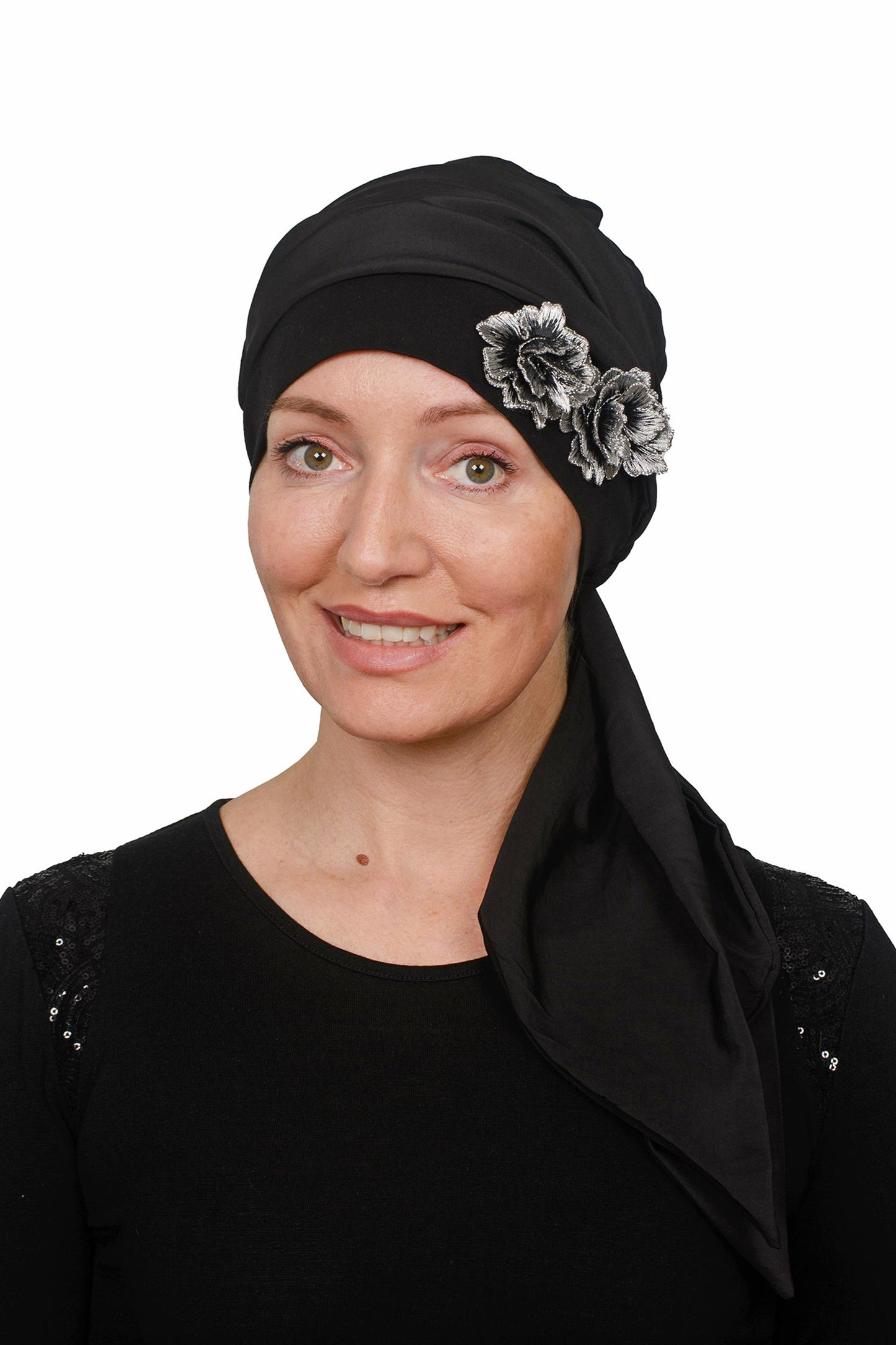 Metallic Silver Scarf Hat