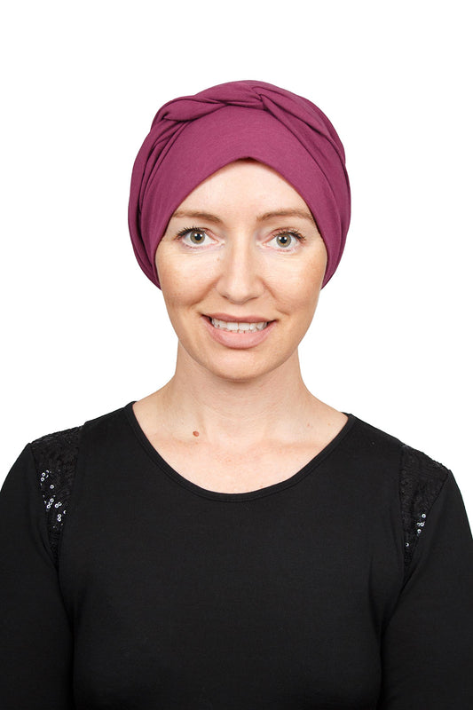 Mauve Wrap Cancer Hat - Purple 1 - Kaus Hats
