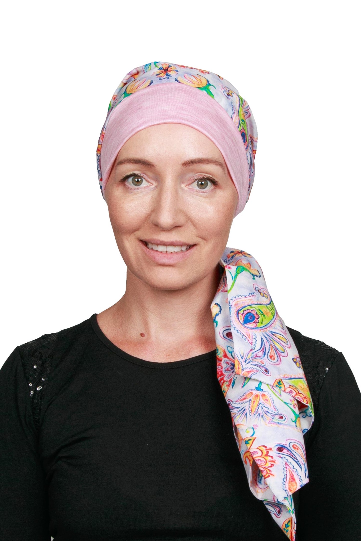 Mallow Scarf Cancer Hat - Pink Floral 2 - Kaus Hats