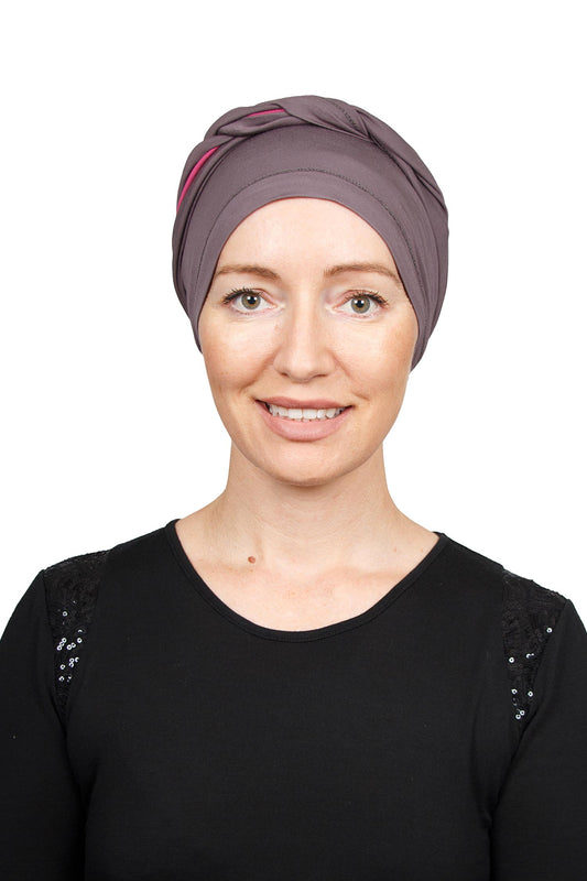 Reversible Rose Mushroom Wrap n Twist Cancer Hat 2 - Kaus Hats