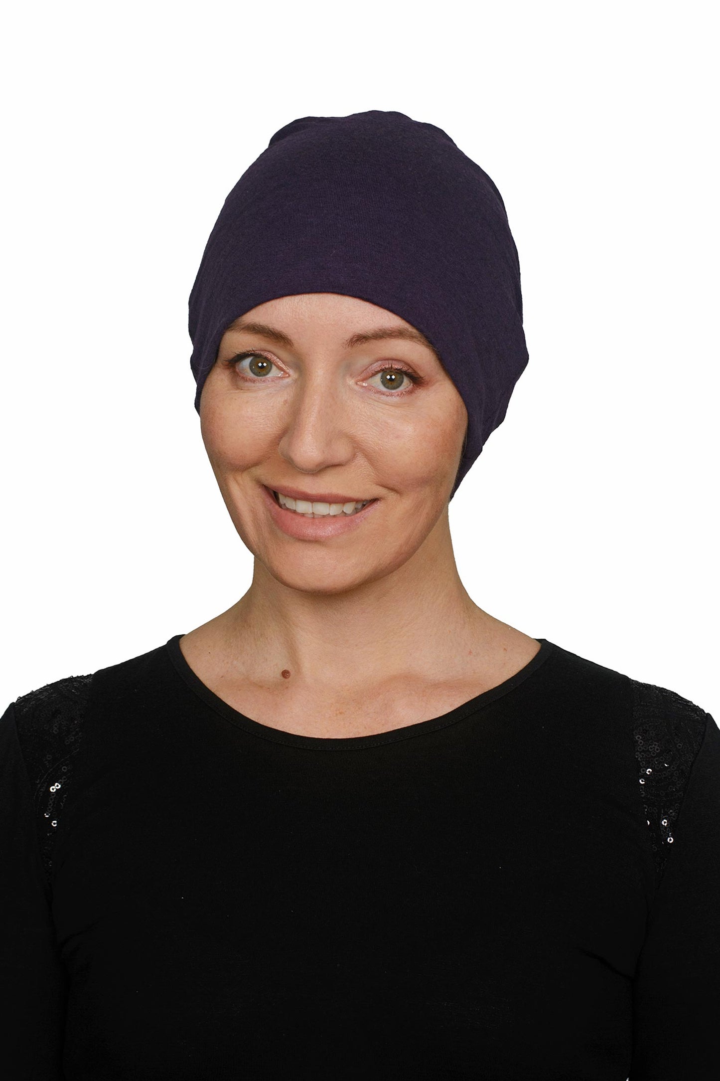 Purple Marle Cancer Merino Nightcap - Purple - Kaus Hats2