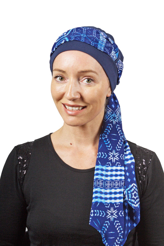 Augustine 1 Cancer Scarf Hat - Blue - Kaus Hats