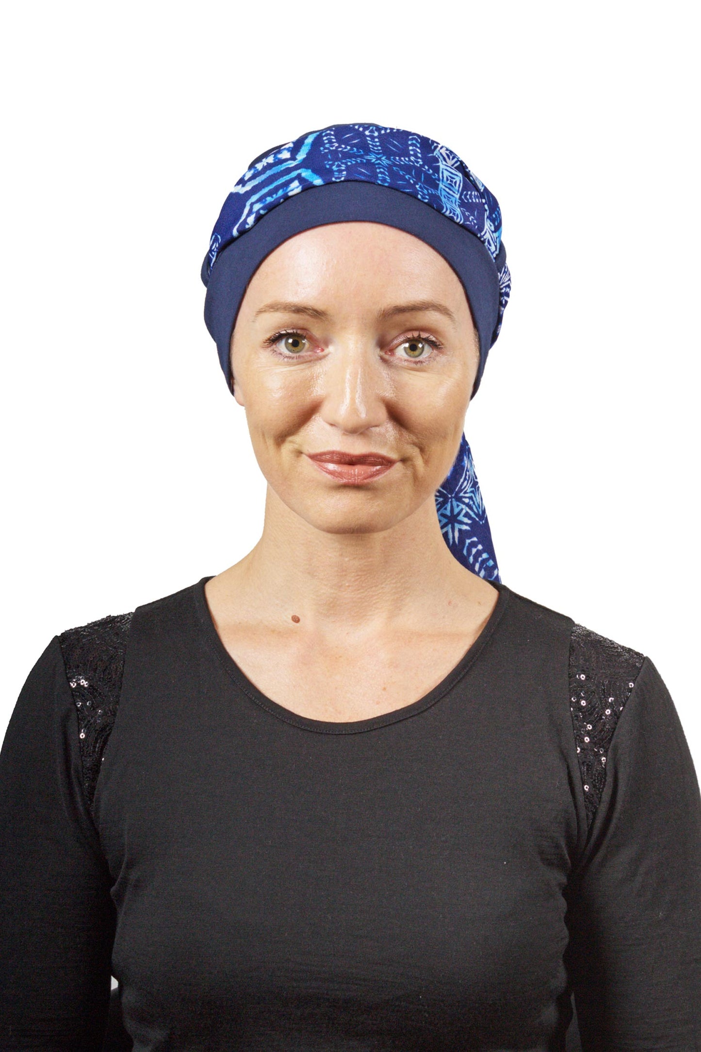 Augustine 2 Cancer Scarf Hat - Blue - Kaus Hats