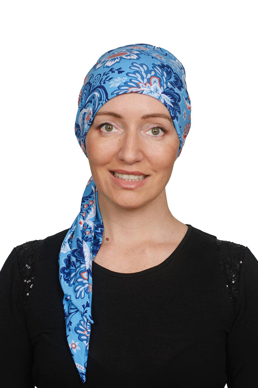 Ultramarine Cancer Wrap Hat - Blue - Kaus Hats1
