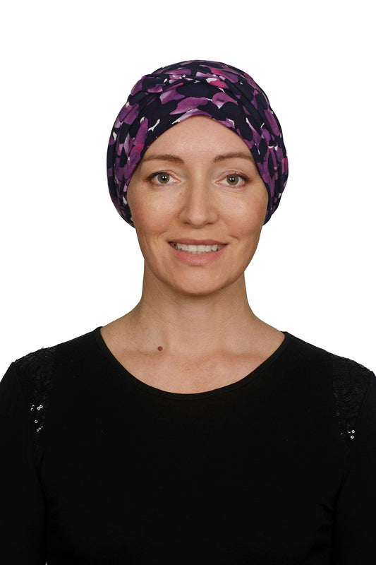 Violet Cancer Wrap n Twist Hat - Purple - Kaus Hats1