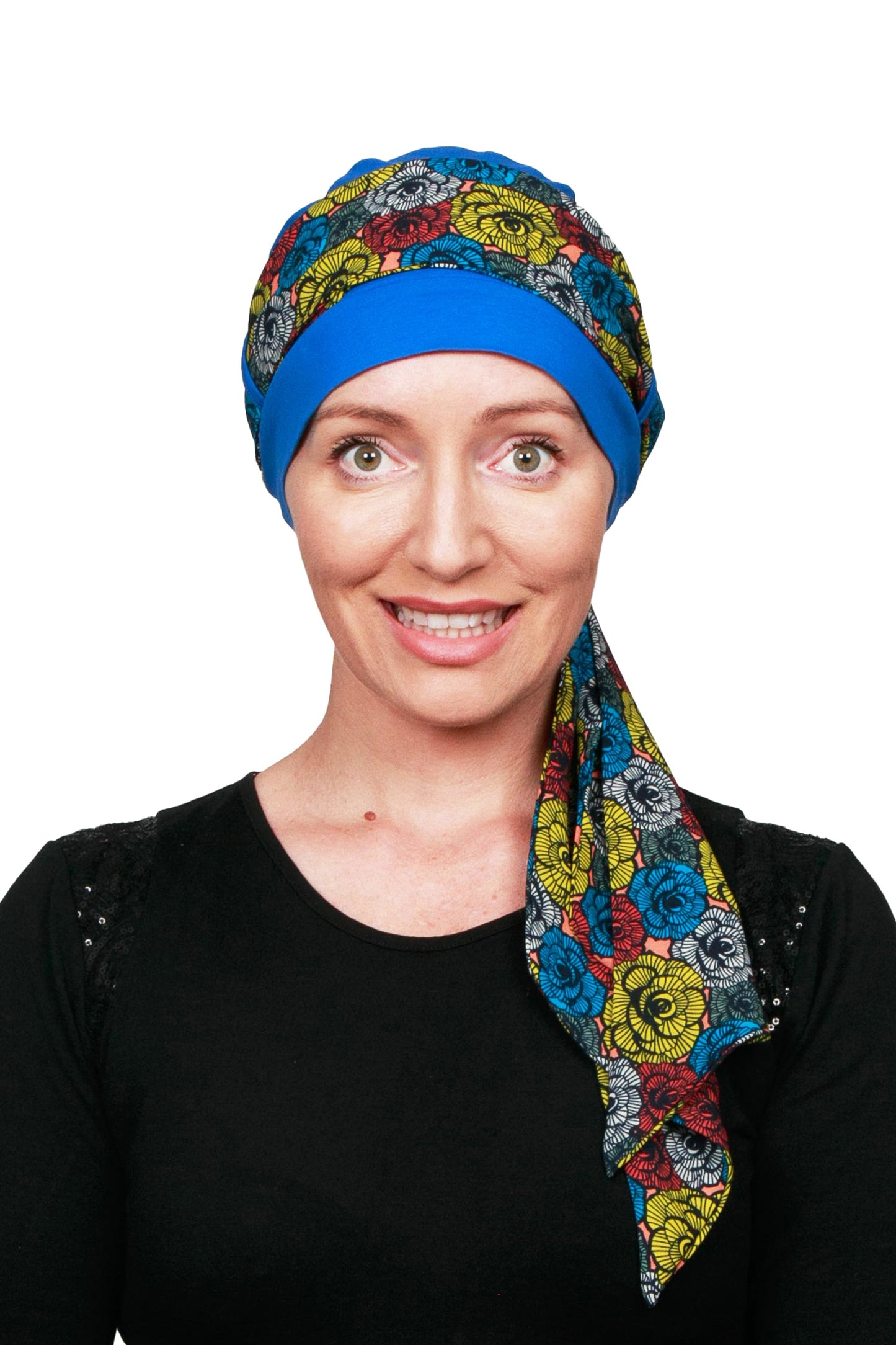 Floral Pop Cancer Scarf Hat - Floral 1 - Kaus Hats