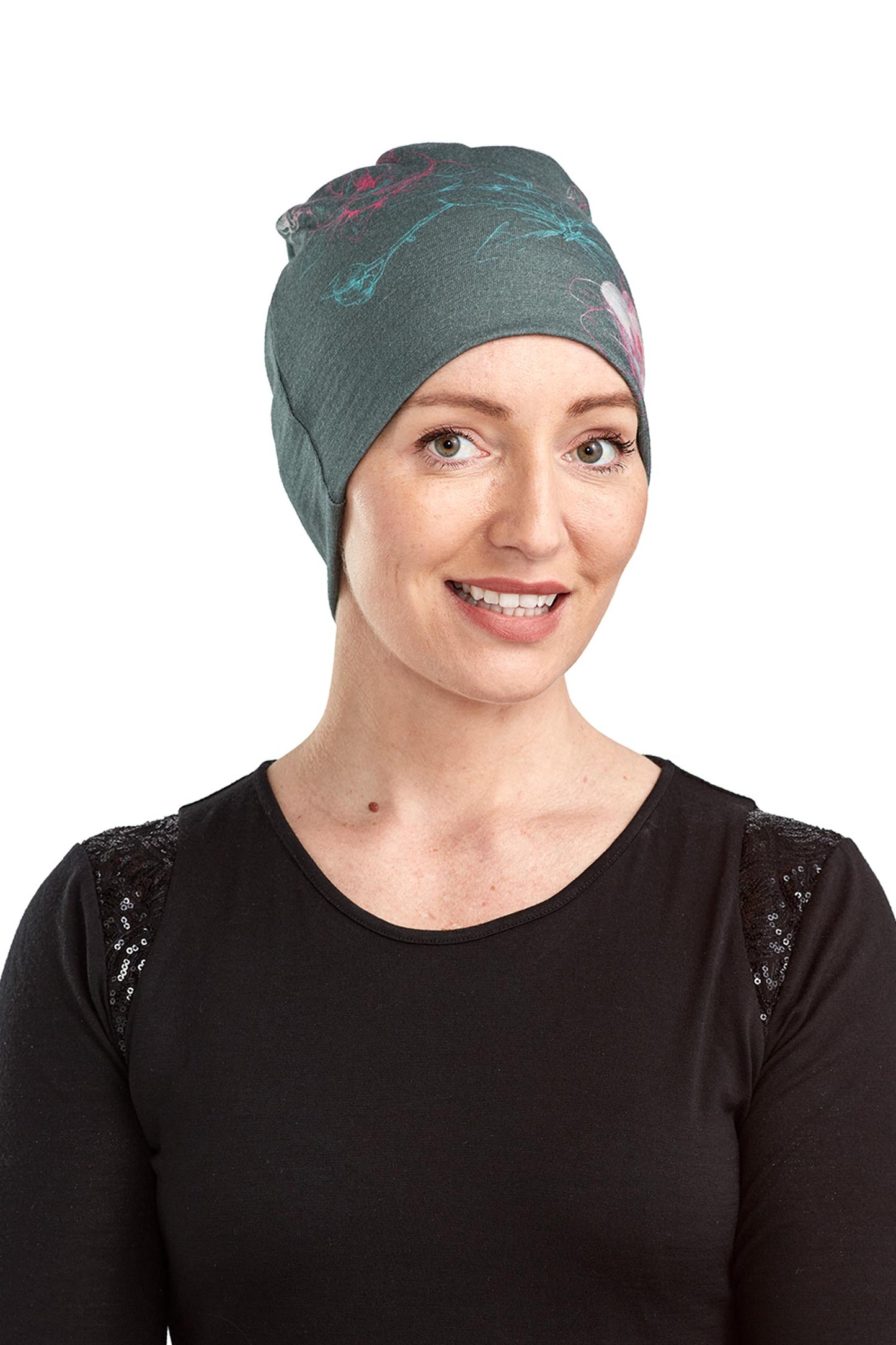 Florette Cancer Night cap - Floral Merino 1 - Kaus Hats