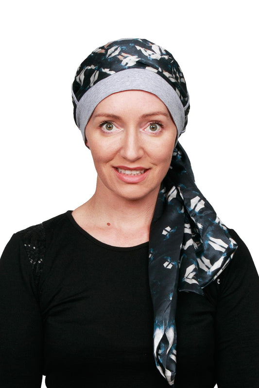 Kaleidoscope Scarf Cancer Hat - Grey 1 - Kaus Hats