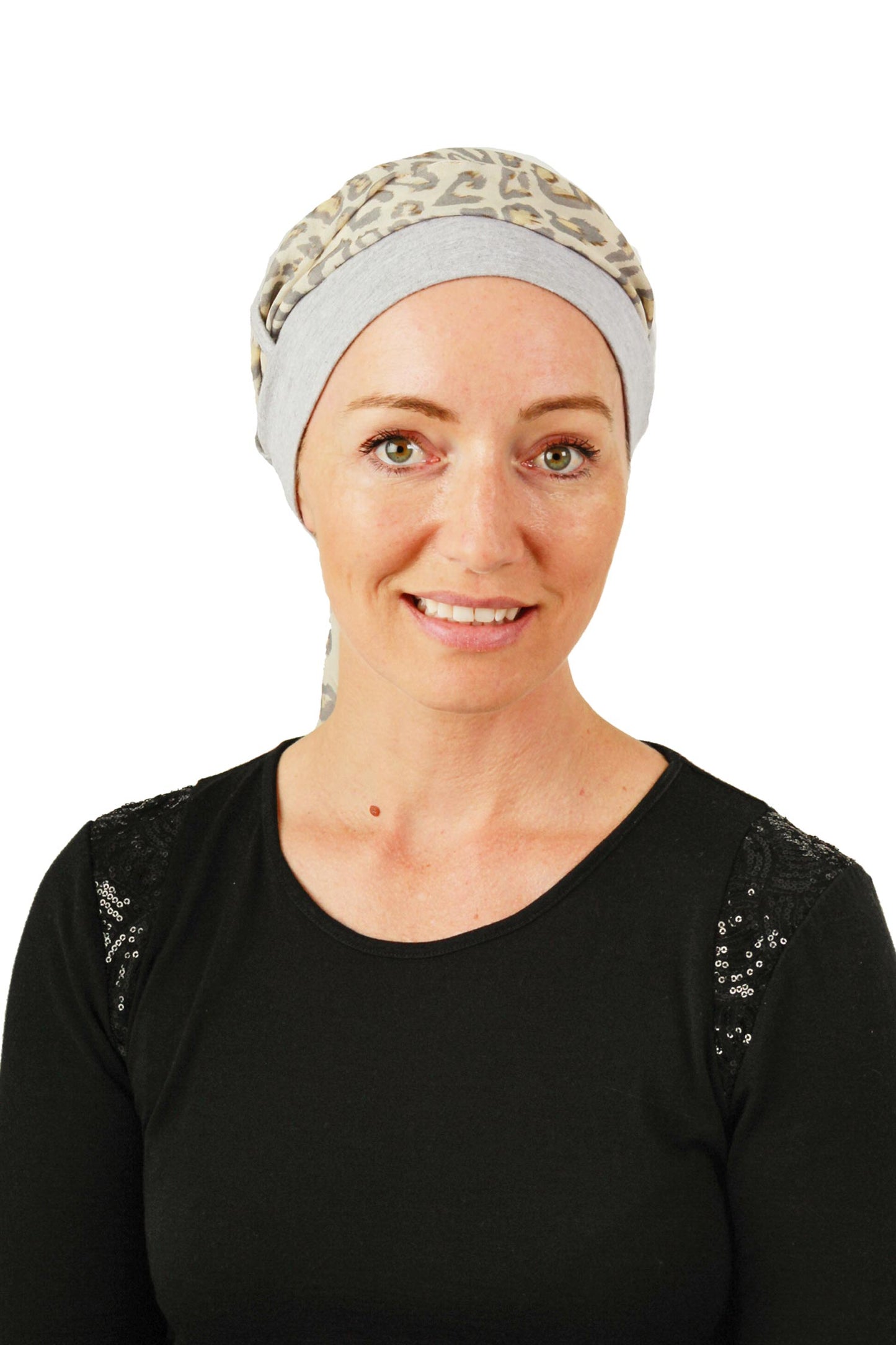 Shade Cancer Scarf Hat - Animal Grey Natural 2 - Kaus Hats