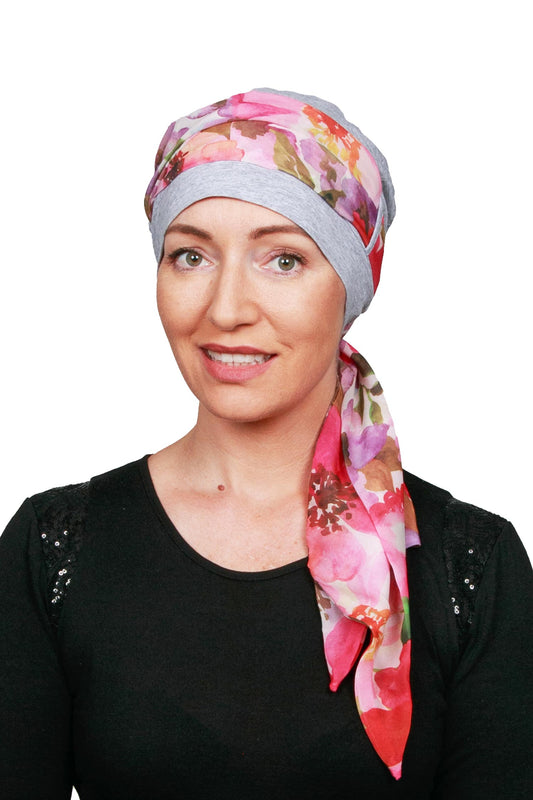 Blossom Cancer Scarf Hat- Floral - Kaus Hats
