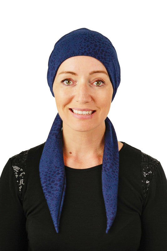 Bluebell Cancer Wrap Hat - Blue - Kaus Hats