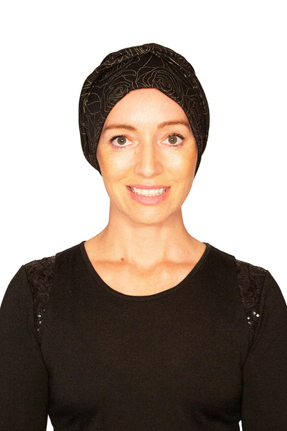 Gold Rose Cancer Hat - Gold Black 1 - Kaus Hats