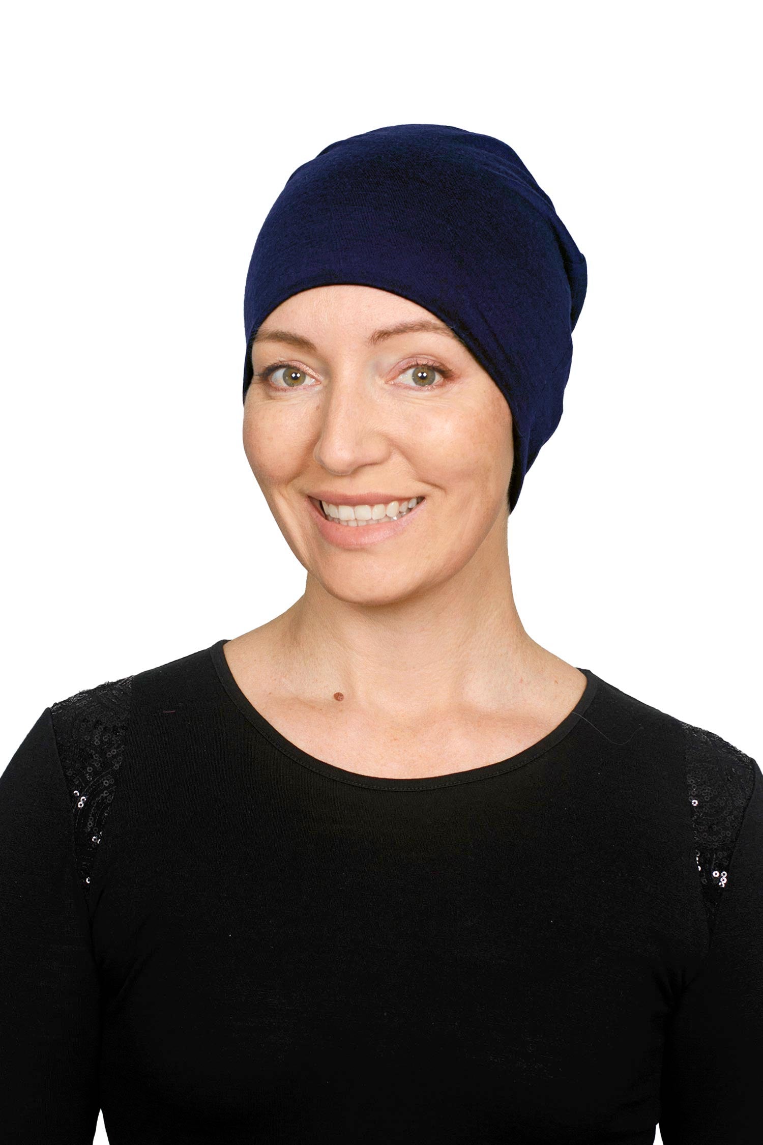 Women wearing a nightcap as a head covering for cancer