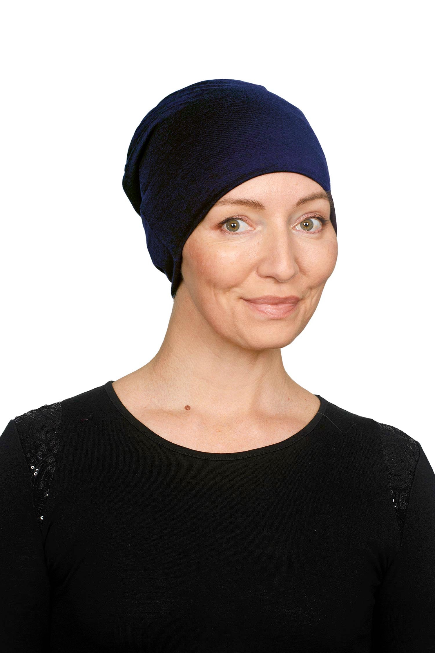 Women wearing a nightcap as a head covering for cancer