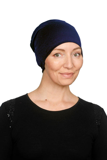 Women wearing a nightcap as a head covering for cancer