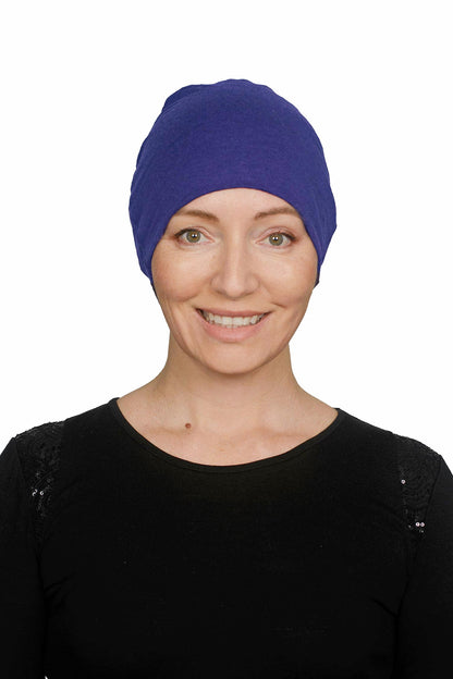 Women wearing a nightcap as a head covering for cancer
