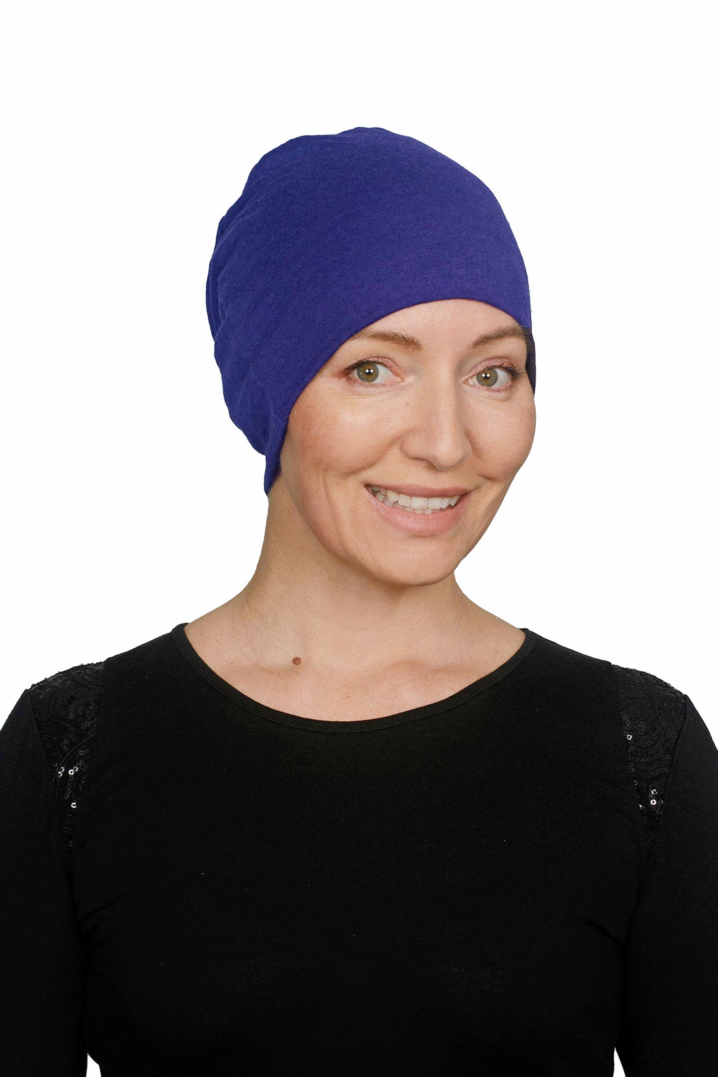 Women wearing a nightcap as a head covering for cancer