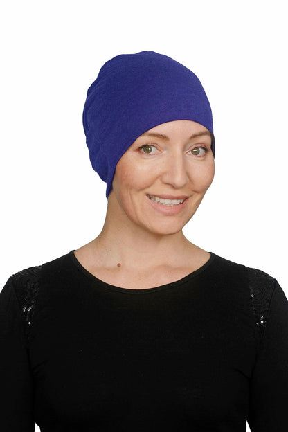 Women wearing a nightcap as a head covering for cancer