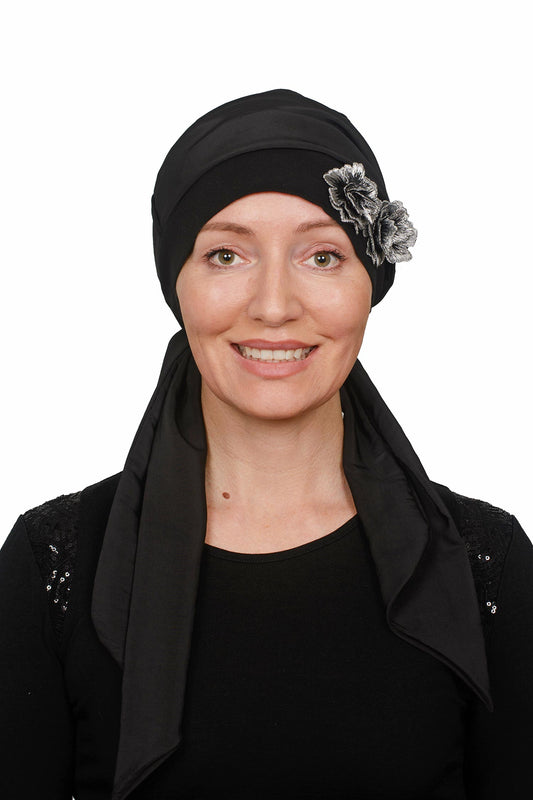 Metallic Silver Scarf Hat