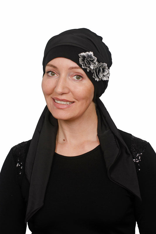 Metallic Silver Scarf Hat