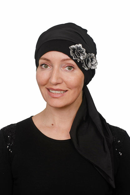 Metallic Silver Scarf Hat