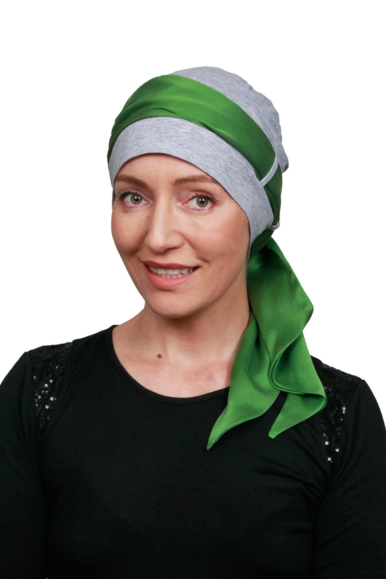 Silk De Chine Cancer Scarf Hat - Grey Green 1 - Kaus Hats