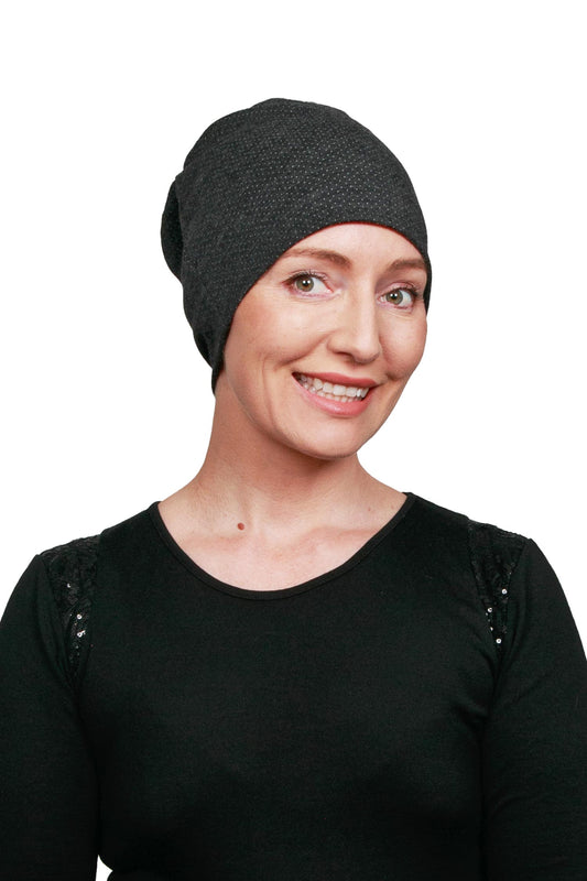 Speckle Merino Nightcap Cancer Hat - Grey - Kaus Hats