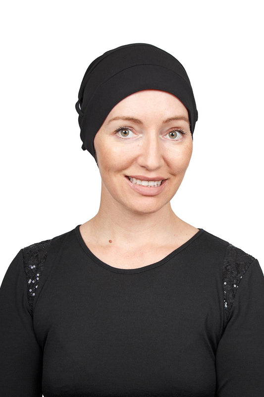 Extra Scarf Cancer Cap - Black - Kaus Hats