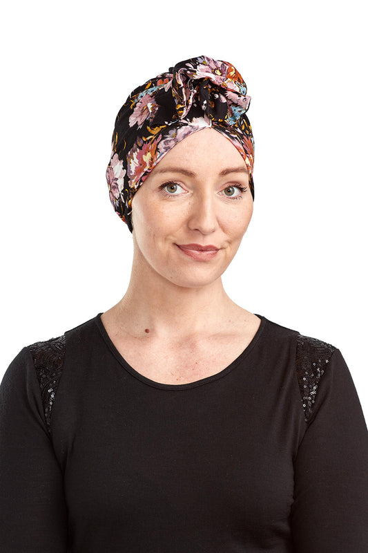 Fleur Turban Cancer Hat - Floral - Kaus Hats